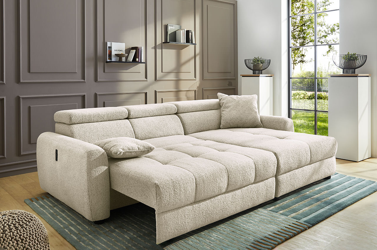move ecksofa rechts flachgewebe 432 07 beige milieubild mit funktion