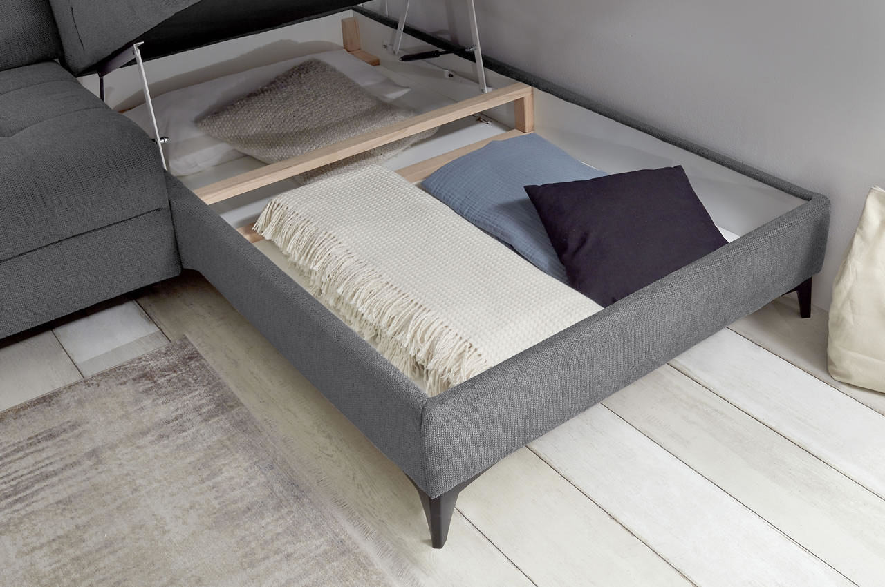 rockdale ecksofa mit ottomane rechts von ed lifestyle stoff glow farbe 19 anthrazit milieubild bettkasten detailbild