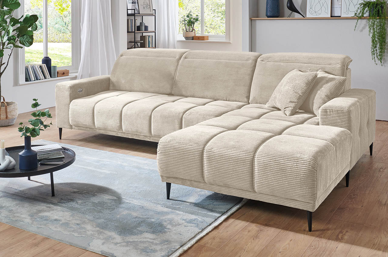 livorno ecksofa rechts cord 03 beige ambiente