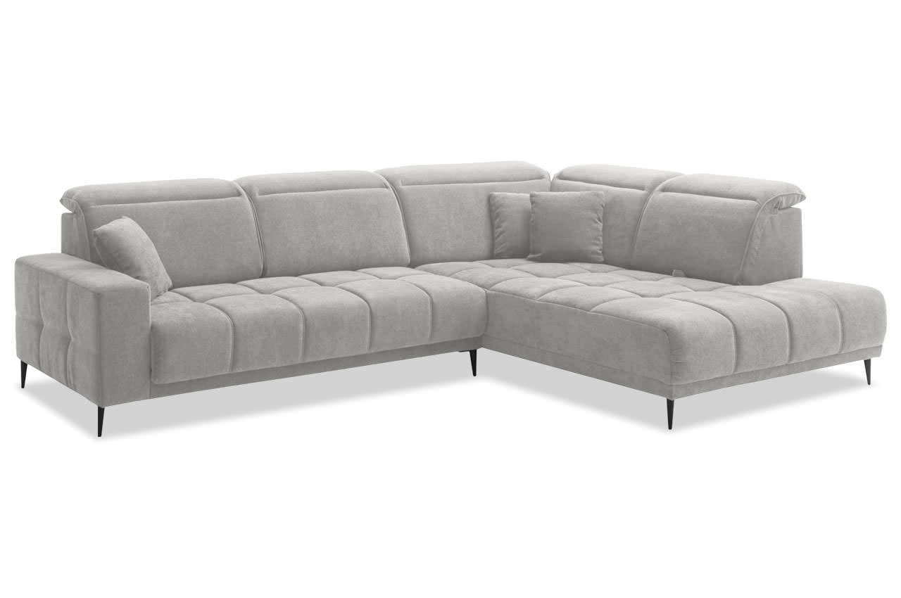 livorno ecksofa mit ottomane rechts aragon 80 silber