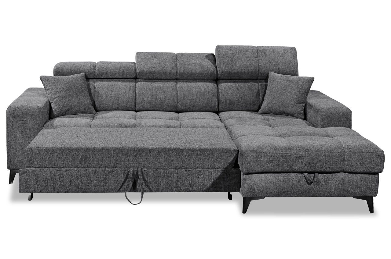 Ecksofa Sydney 2 rechts Glow 19 Anthrazit Bettfunktion