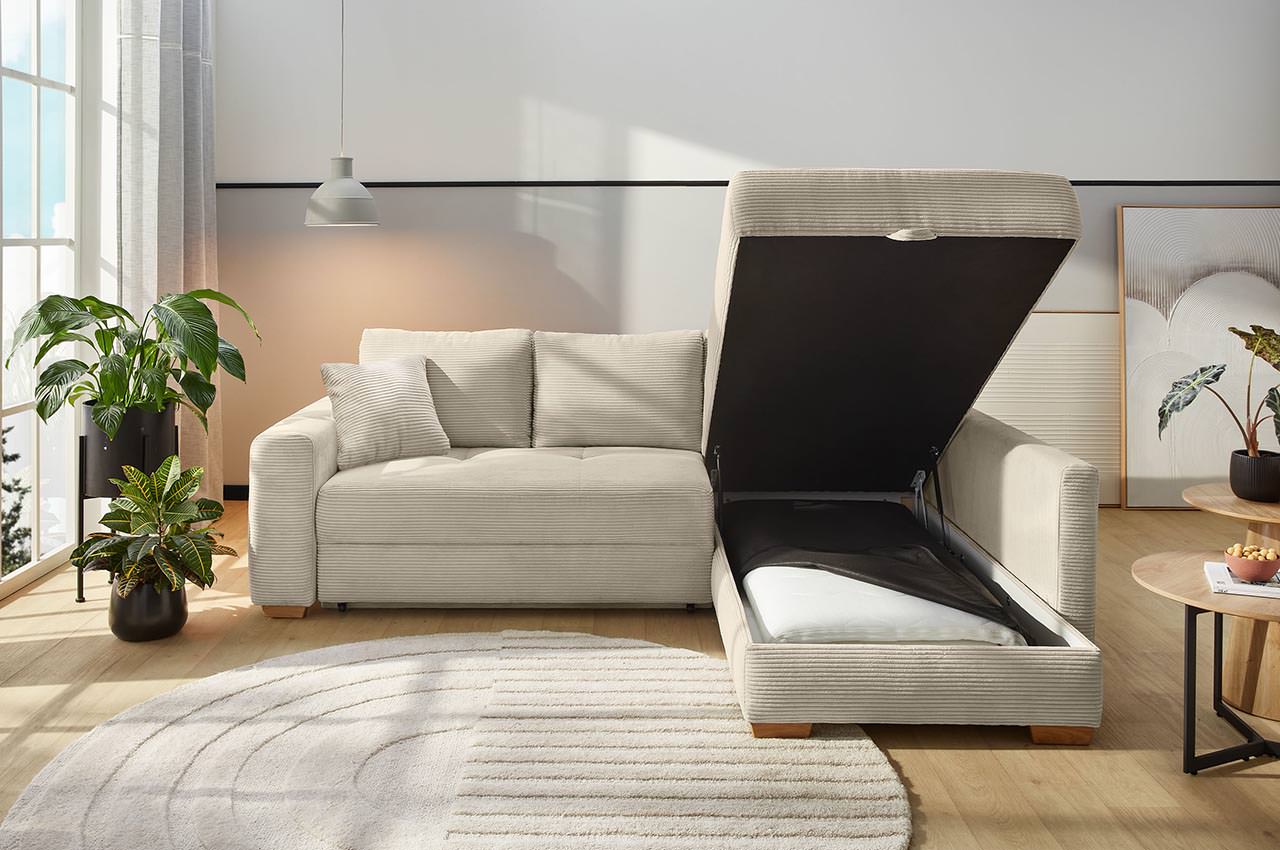 sunset ecksofa variante rechts cord 426 17 greige milieubild mit bettkasten sunset ecksofa variante rechts cord 426 17 greige milieubild mit bettkasten