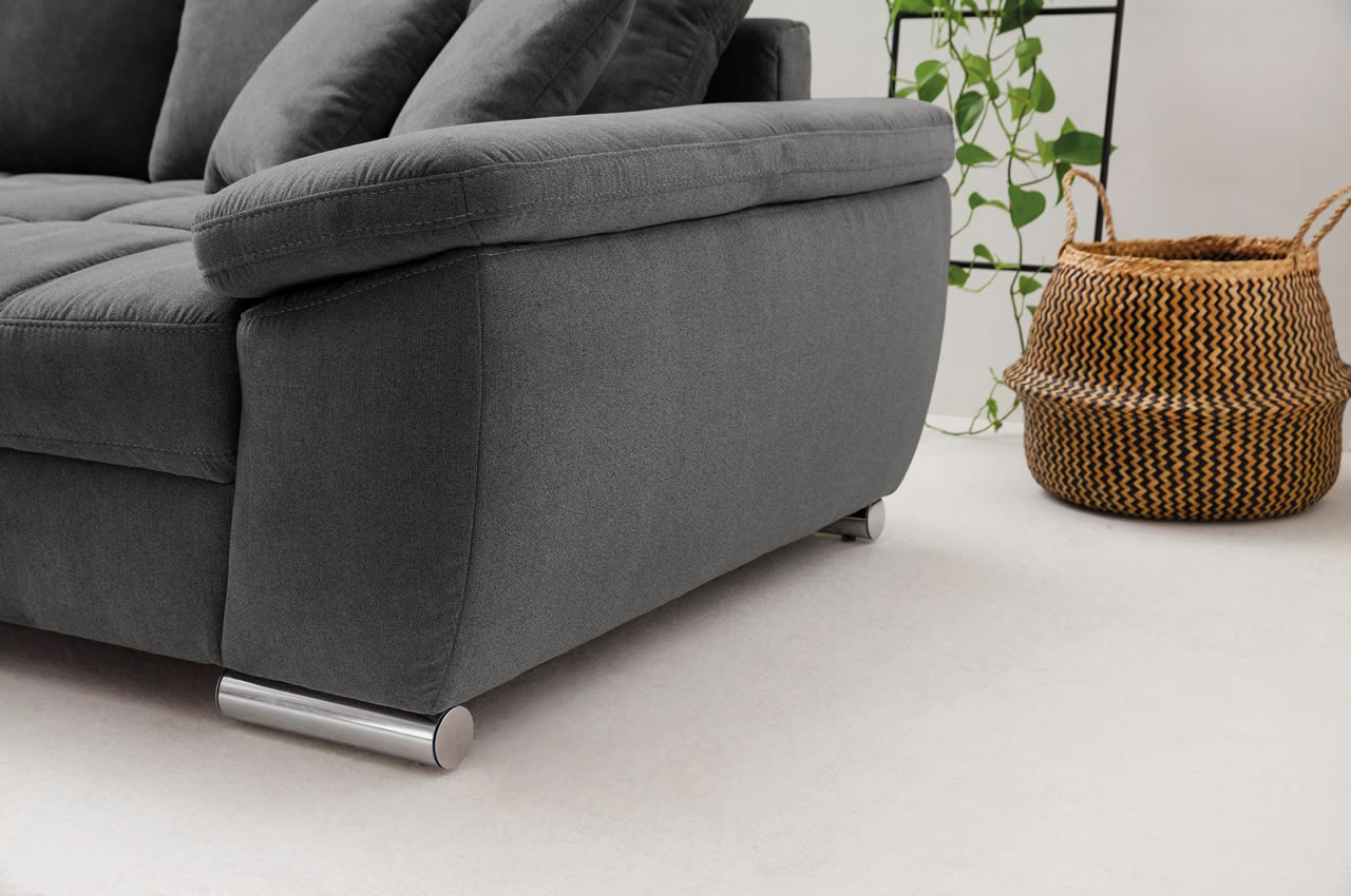 farina ecksofa variante rechts stoff leaf 09 anthrazit detailbild armlehne