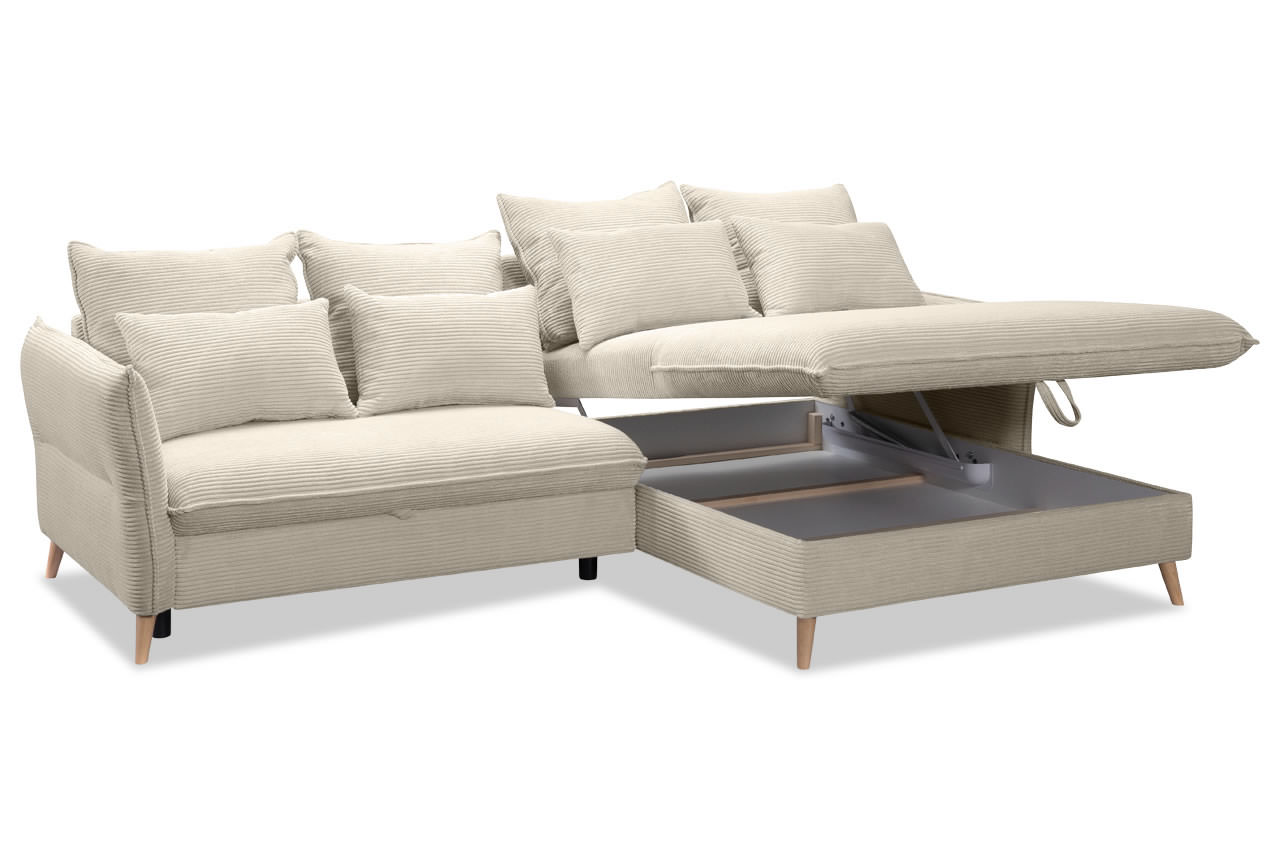 walker ecksofa rechts poso 100 creme bettkasten