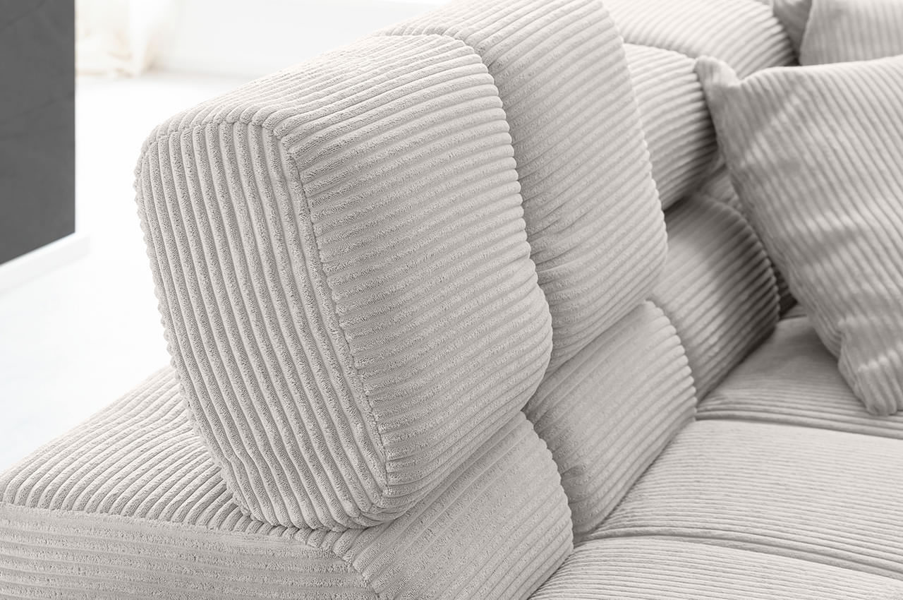 candy ecksofa links wilson xl cord hellgrau kopfteil detailbild 2