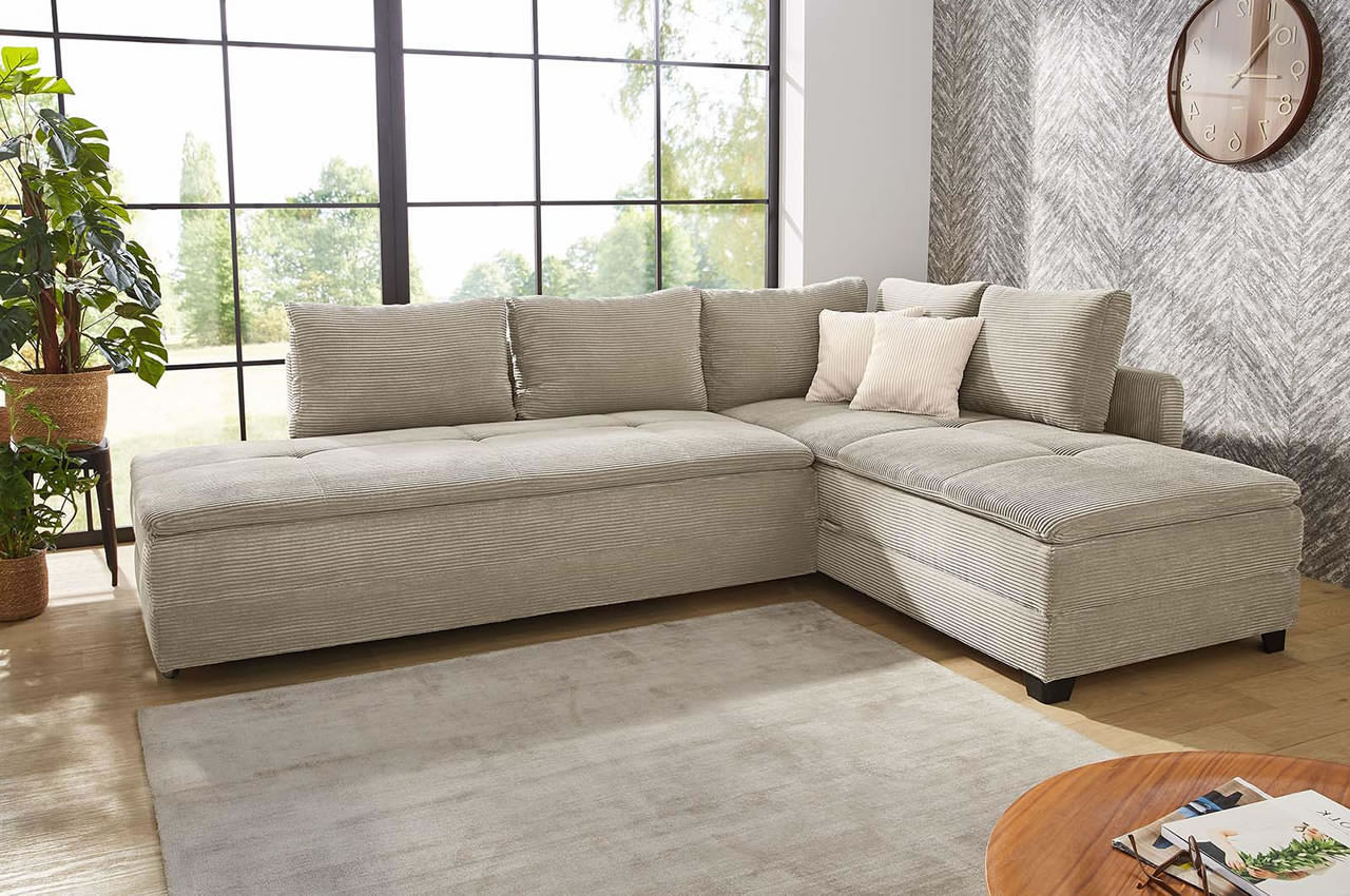 madrid ecksofa rechts modena cord 426 17 greige ambiente