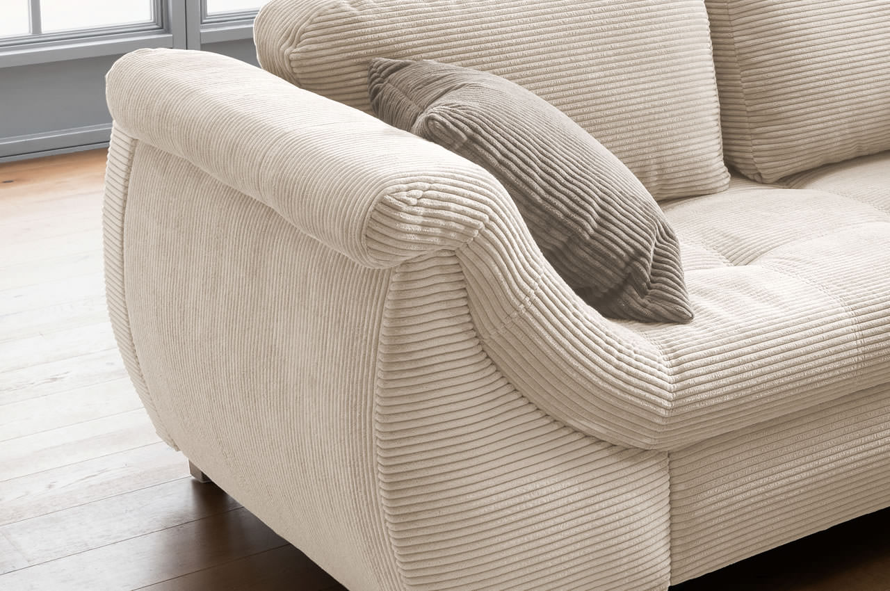 ecksofa flora rechts cord 4808 beige zierkissen cord 4821 grau braun armlehne detailbild ecksofa flora rechts cord 4808 beige zierkissen cord 4821 grau braun armlehne detailbild