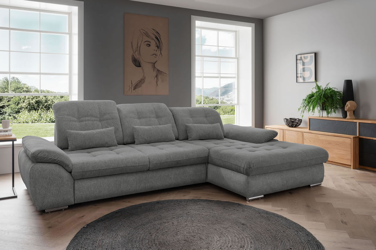 benformato ecksofa rigatti rechts coroni 9309 dunkelgrau milieu kopfteilverstellung