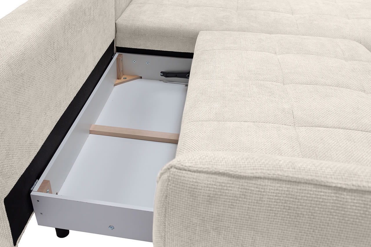 samoa ecksofa rechts stoff flow 03 creme detailbild bettkasten