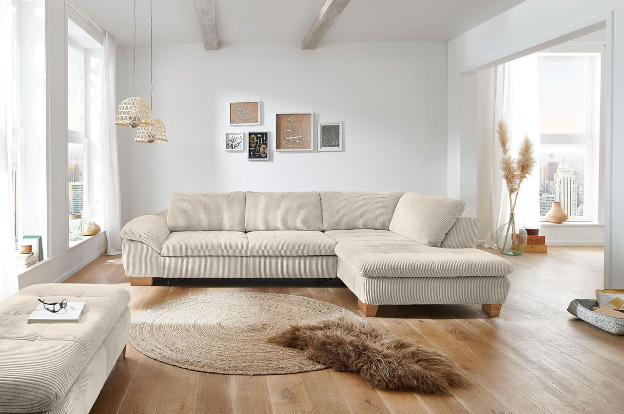 mp in14007 ecksofa rechts cord beige milieu ohne kopfstuetzen