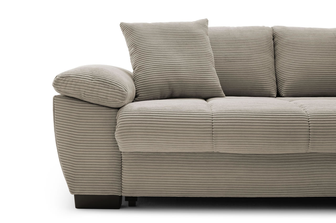 cancun ecksofa rechts cord stripes 03 taupe detailbild armlehne