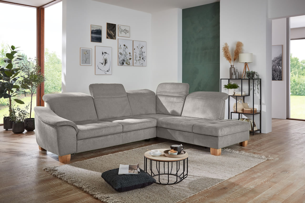 la23145 la16029 ecksofa inessa rechts stoff cyber farbe grau milieubild kopfteilverstellung