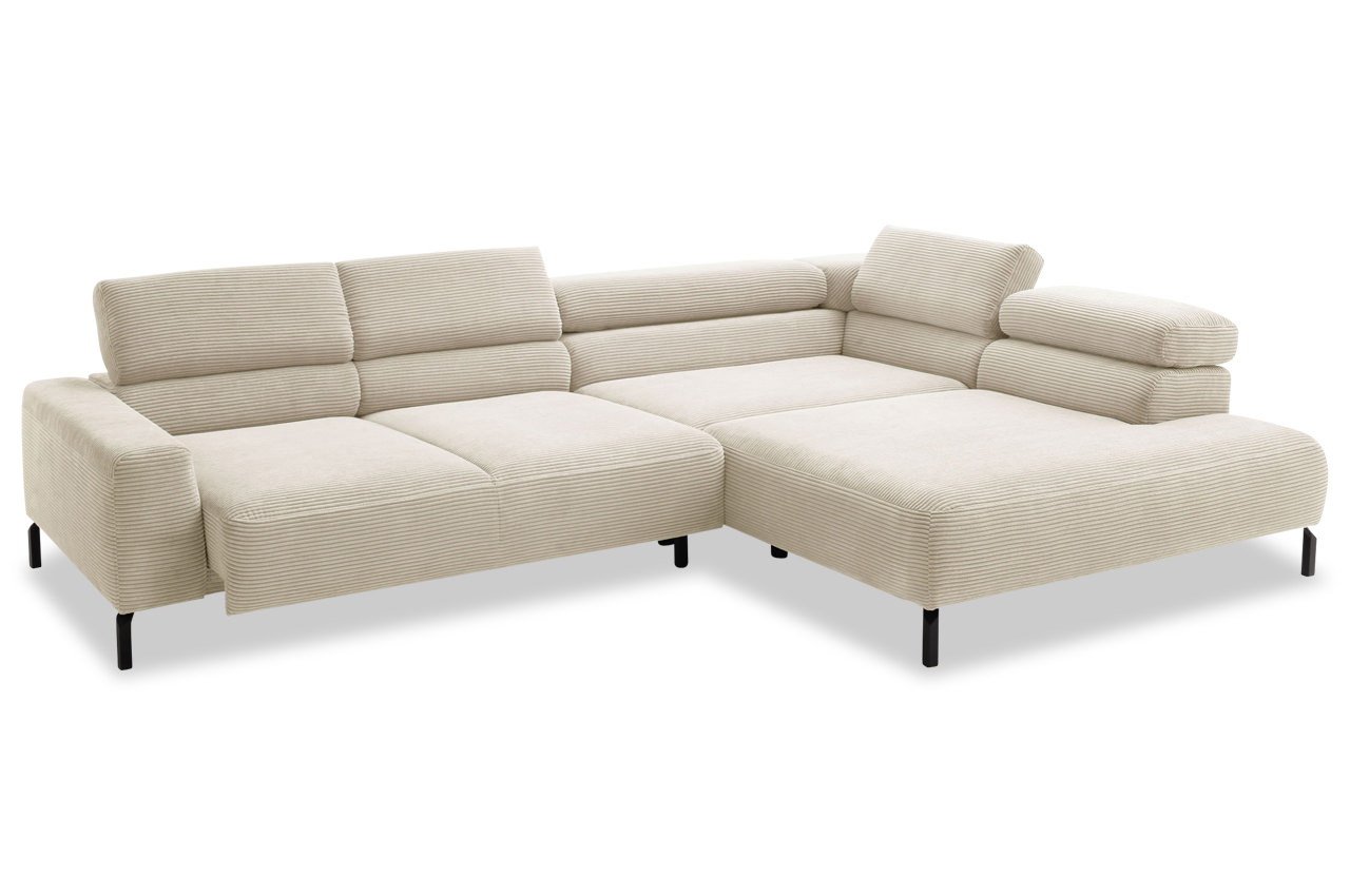 spring candy ecksofa mit ottomane rechts cord nature sitztiefenverstellung