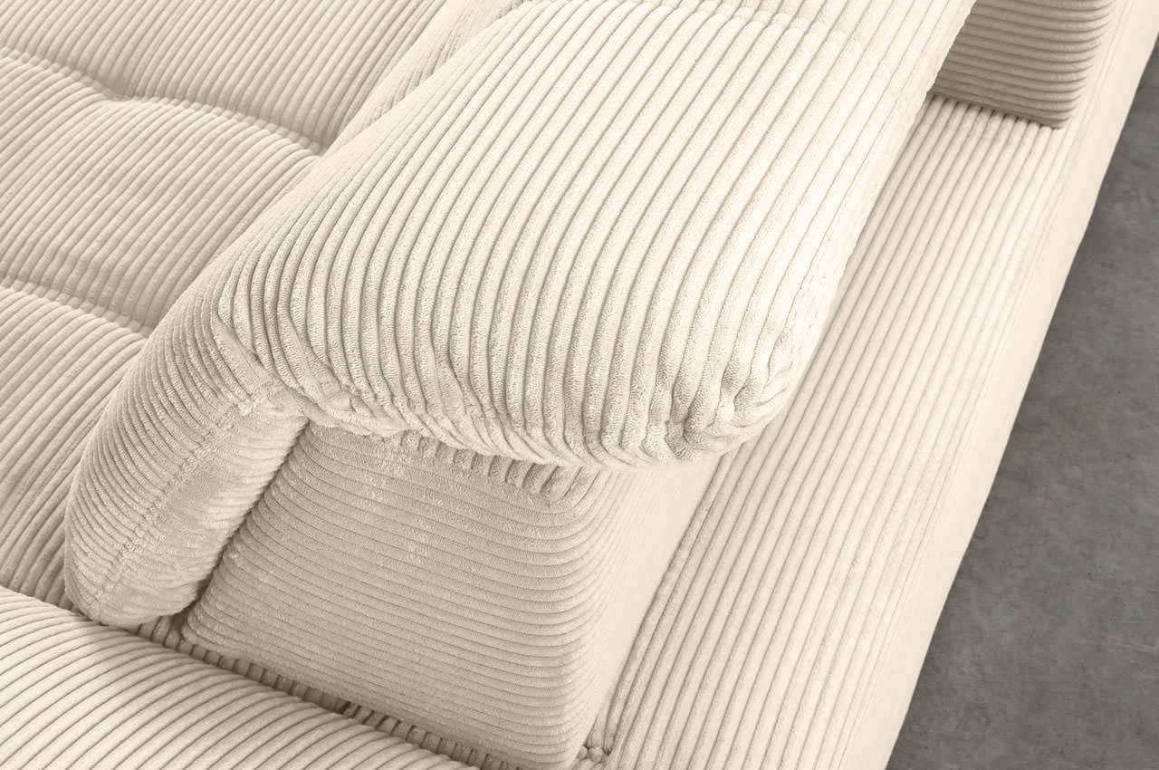 benformato delphino ecksofa variante links cord 4808 beige milieu detailbild kopfteilverstellung