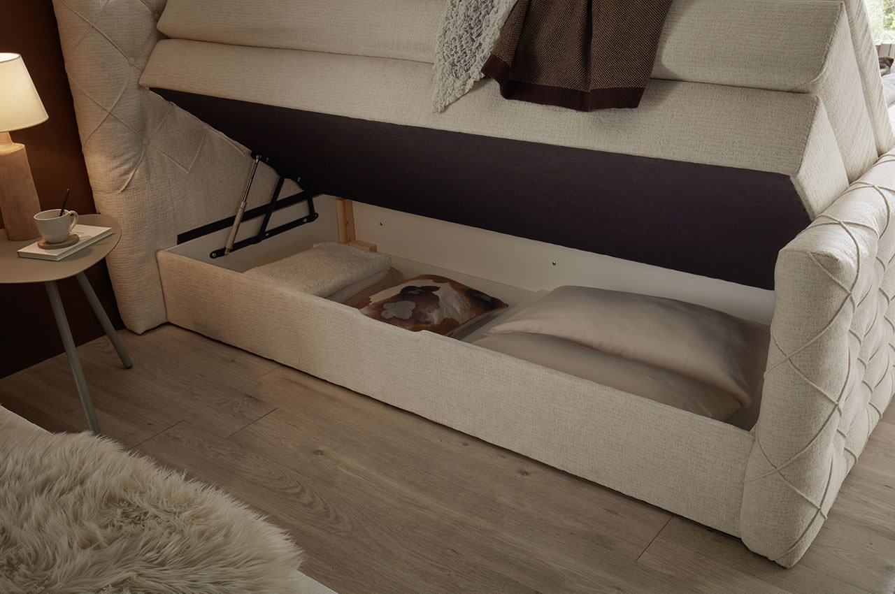 lyon boxspringbett 180x200 stoff tresor 22 ivory detailbild bettkasten lyon boxspringbett 180x200 stoff tresor 22 ivory detailbild bettkasten