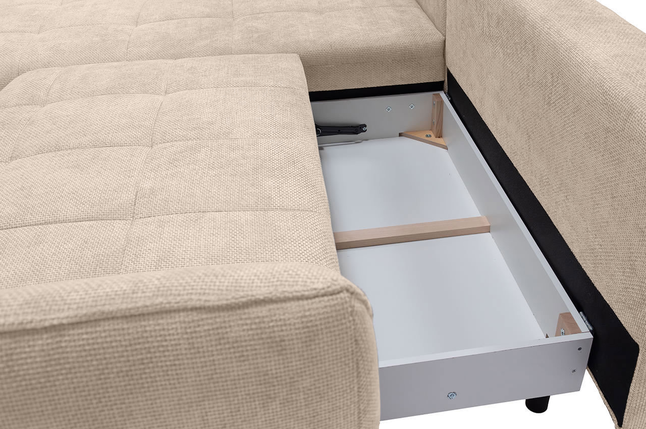 samoa ecksofa links stoff flow 02 hellbraun detailbild bettkasten