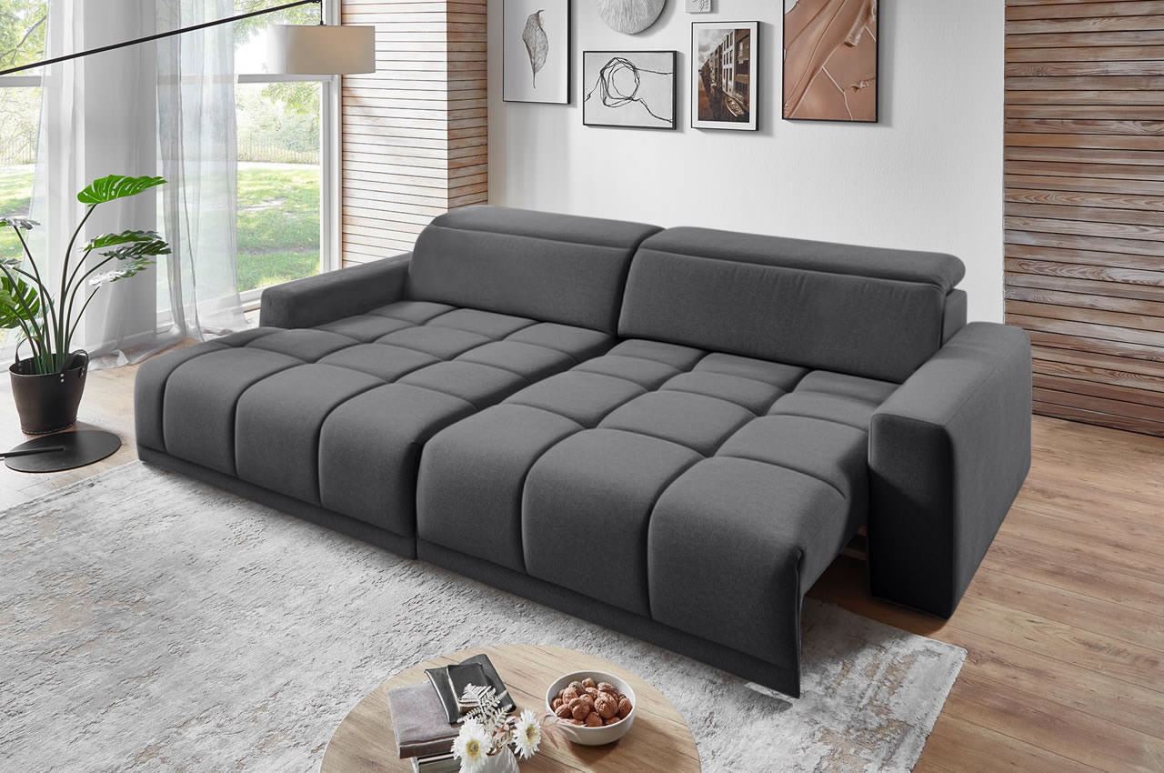 brook iwaniccy ecksofa links stoff rocco 126 dunkelgrau milieubild mit xxl sitztiefenverstellung