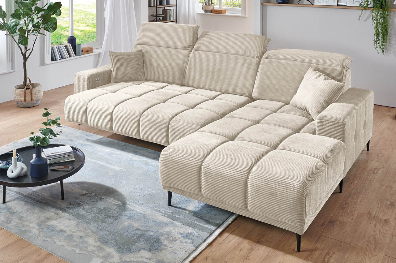 livorno ecksofa rechts cord 03 beige ambiente sitztiefenverstellung