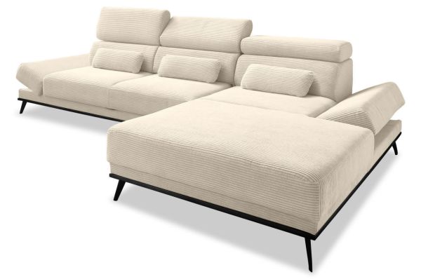 Iwaniccy Ecksofa Arrow rechts - in Cord mit elektrischer Bettfunktion