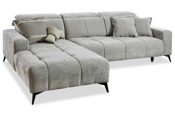 Ecksofa Parino links - mit elektrischer Sitztiefenverstellung