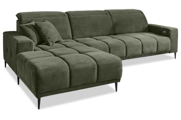 Ecksofa Livorno links - wahlweise mit elektrischer Verstellung