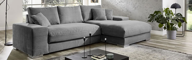 Cord Sofa Soft Grau