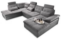 BlackRedWhite Wohnlandschaft Jakarta links - mit Schlaffunktion - Grau
