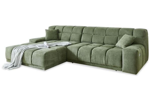 Ecksofa Landen links - mit elektrischer XXL-Sitztiefenverstellung